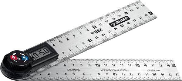 картинка Транспортир-угломер электронный, н/ж сталь, точн. 0,2 град., диапазон изм. 0-360 град. Зубр /34294/ от компании Иж-туд