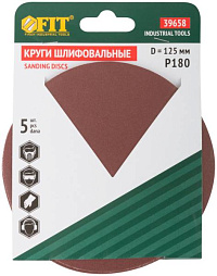 картинка Круг шлифовальный (5шт) 125мм с лип (Р180) Fit /39658/ от компании Иж-туд