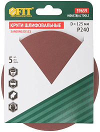 картинка Круг шлифовальный (5шт) 125мм с лип (Р240) Fit /39659/ от компании Иж-туд