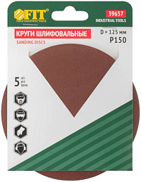 картинка Круг шлифовальный (5шт) 125мм с лип (Р150) Fit /39657/ от компании Иж-туд